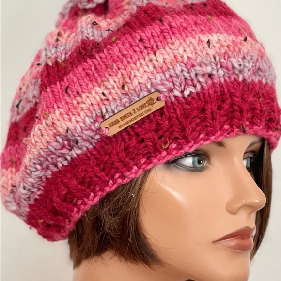 Hand Knits 2 Love Hat Beanie Cap Slouch Ombre Tassels Designer Fashion Chemo main image 6